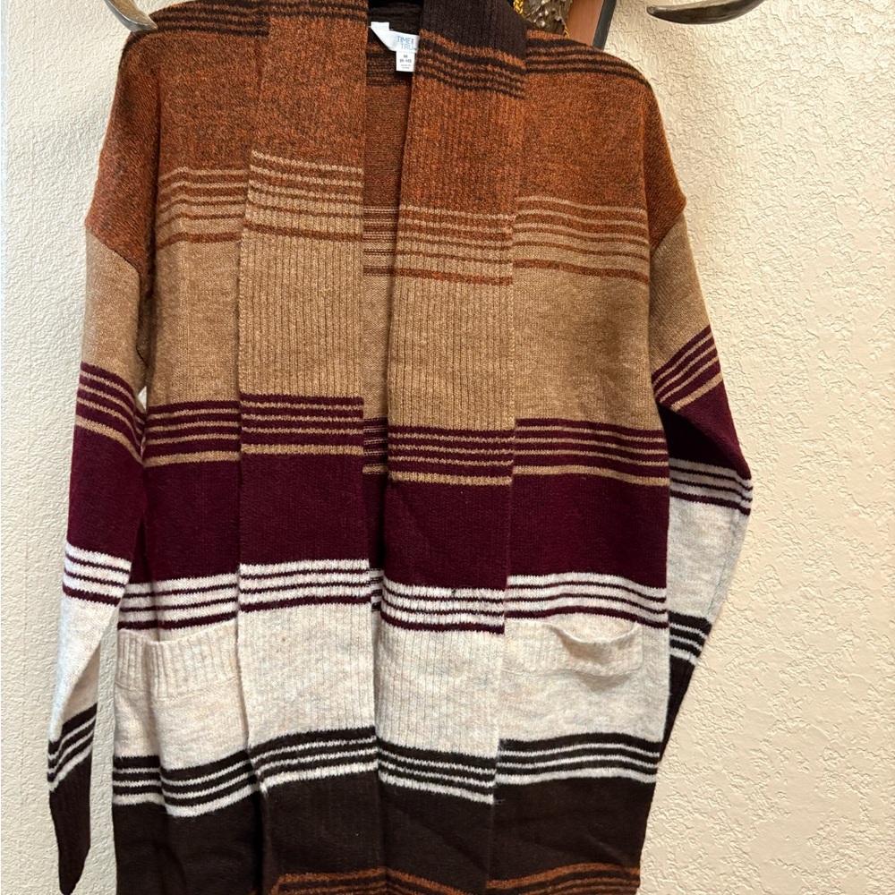 Time and Tru Multicolor Striped Cardigan